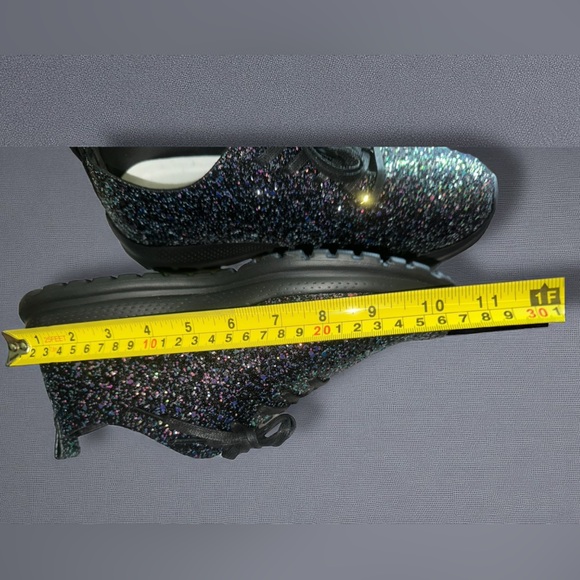 Women 10.5 Glitter Casual Sports Shoes Street Style Sneakers Sparkly Black - Picture 7 of 12